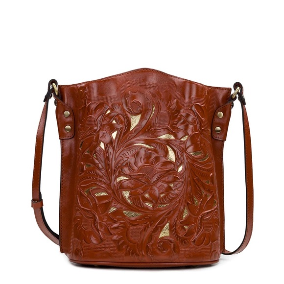 PATRICIA NASH Lavello Cutout Tooled Leather Strap Bag